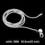 Catena in osso di serpente placcato argento moda personalità 2MM (lunghezza argento: 20 pollici), length: 20 inch