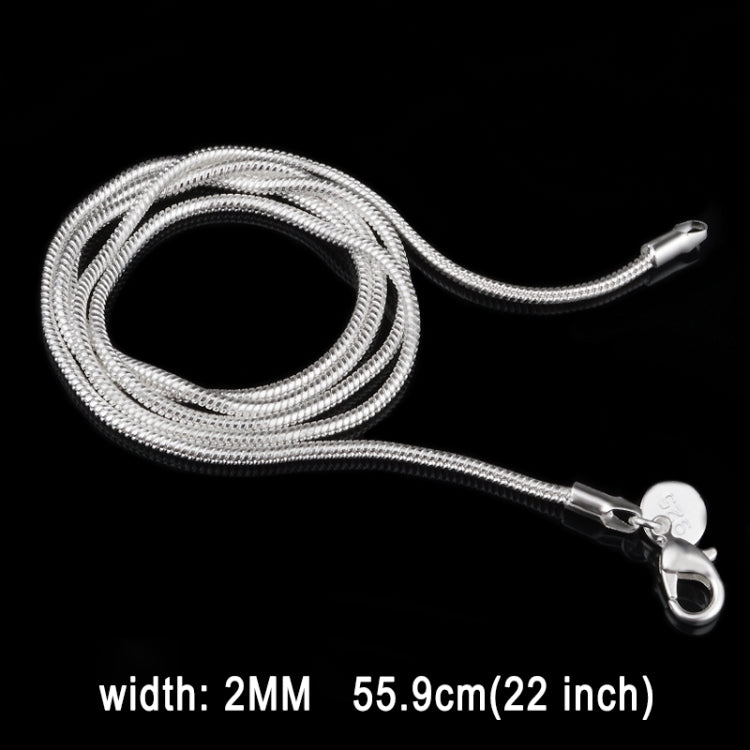 Catena in osso di serpente placcato argento moda personalità 2MM (lunghezza argento: 22 pollici), length:22 inch