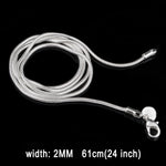 Catena in osso di serpente placcato argento moda personalità 2MM (lunghezza argento: 24 pollici), length:24 inch