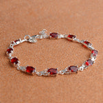 Bracciale rubino temperamentale alla moda da donna (rosso + argento)