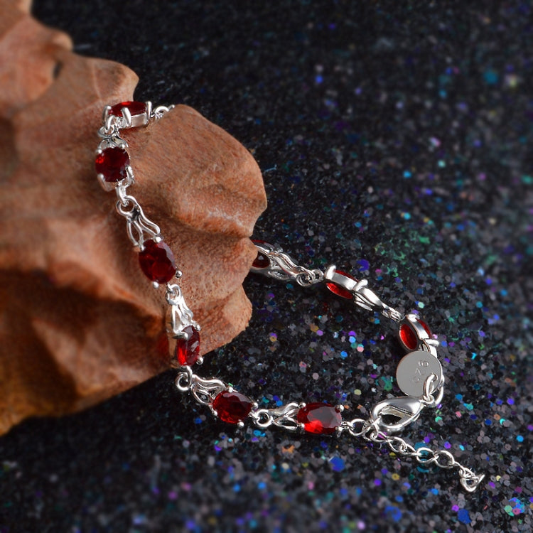 Bracciale rubino temperamentale alla moda da donna (rosso + argento)