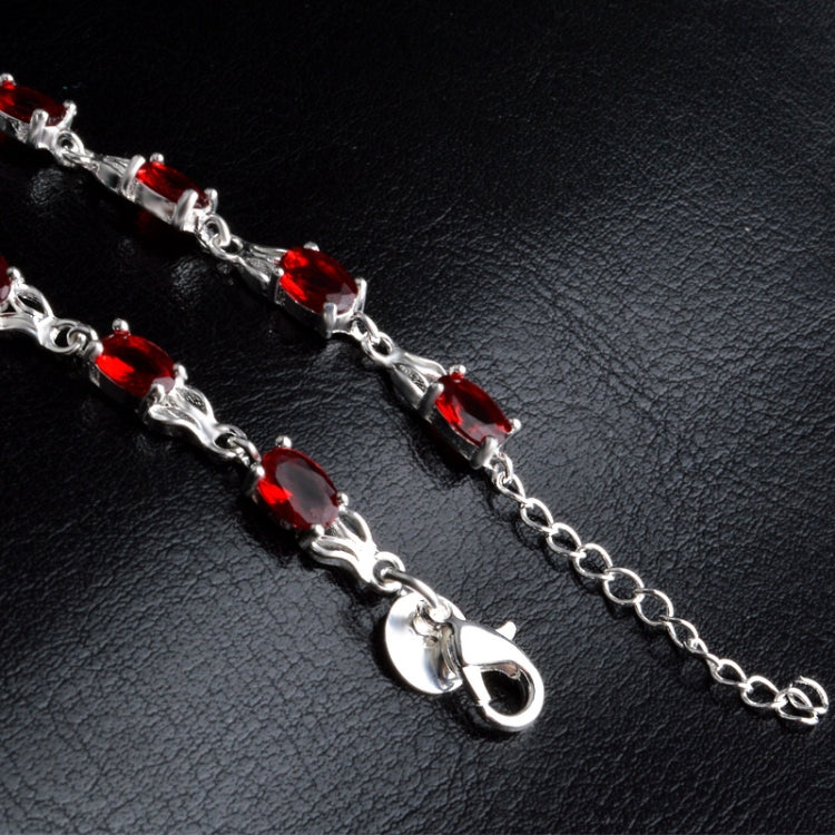 Bracciale rubino temperamentale alla moda da donna (rosso + argento)