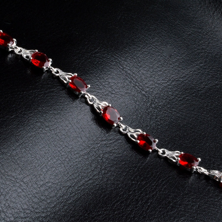 Bracciale rubino temperamentale alla moda da donna (rosso + argento)