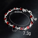 Bracciale rubino temperamentale alla moda da donna (rosso + argento)