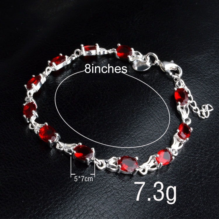 Bracciale rubino temperamentale alla moda da donna (rosso + argento)