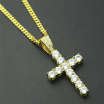 Set di artigli Hip Hop Collana con pendente a croce in zirconi premium (oro)
