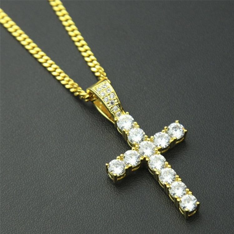 Set di artigli Hip Hop Collana con pendente a croce in zirconi premium (oro)