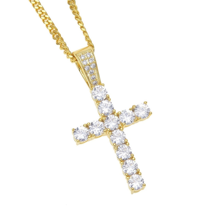Set di artigli Hip Hop Collana con pendente a croce in zirconi premium (oro)