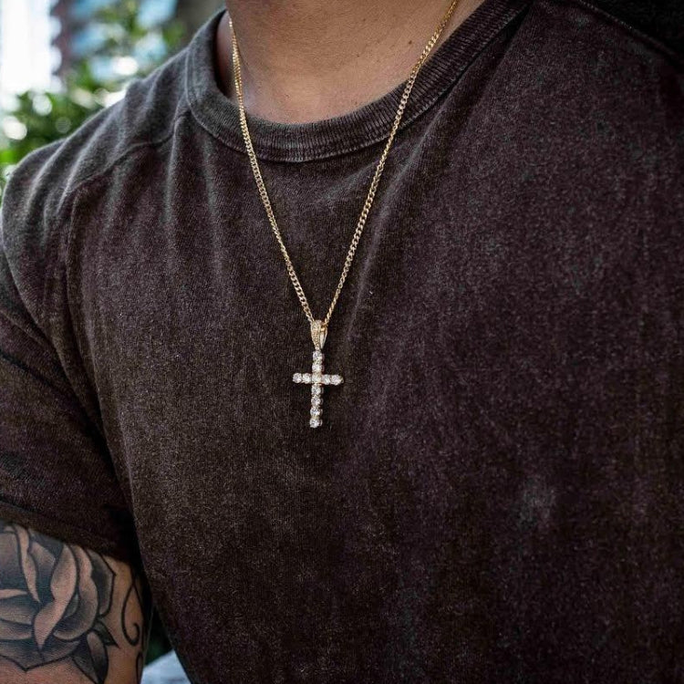 Set di artigli Hip Hop Collana con pendente a croce in zirconi premium (oro)