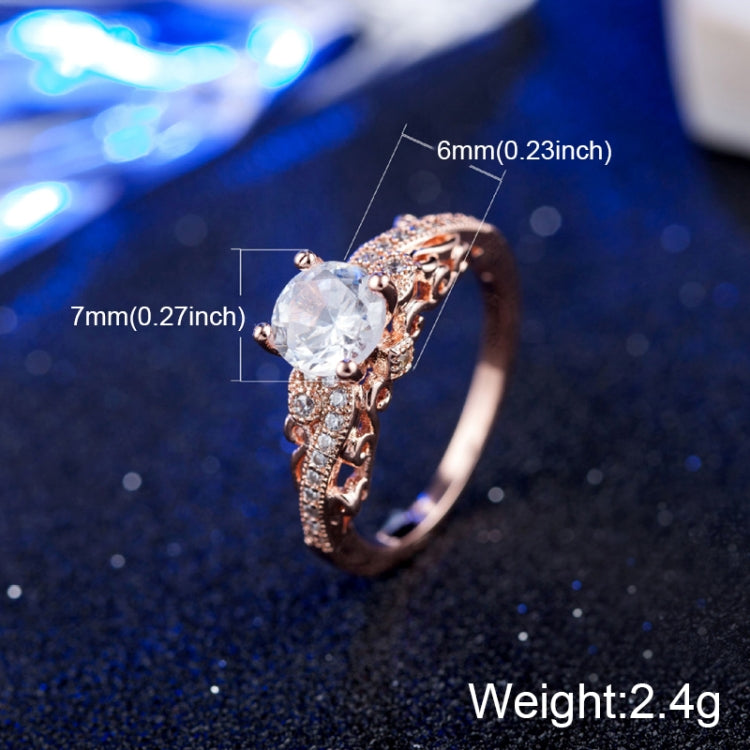 1 paio di anelli di fidanzamento con zirconi micro-intarsiati moda donna Anello di coppia con temperamento aristocratico principessa regina (misura USA oro rosa: 8), US size: 8