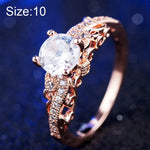 1 paio di anelli di fidanzamento con zirconi micro-intarsiati moda donna Anello di coppia con temperamento aristocratico della principessa regina (misura USA oro rosa: 10), US size: 10