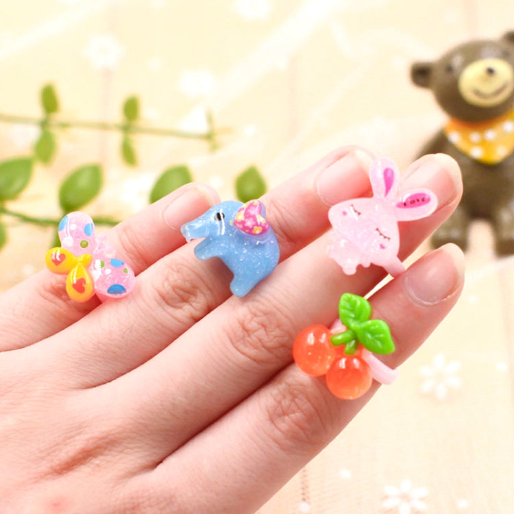 40 anelli per bambini, in resina, con fiocco e nodo, a forma di cuore animale, con simpatico cartone animato, superficie liscia, Smooth Surface, 40 PCS