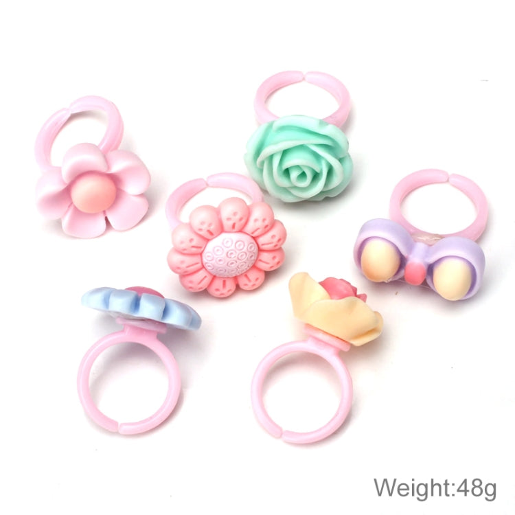 Anello con nodo a forma di cuore e fiocco in resina con fiore in resina da 50 pezzi per bambini, superficie smerigliata, Frosted Surface, 50 PCS