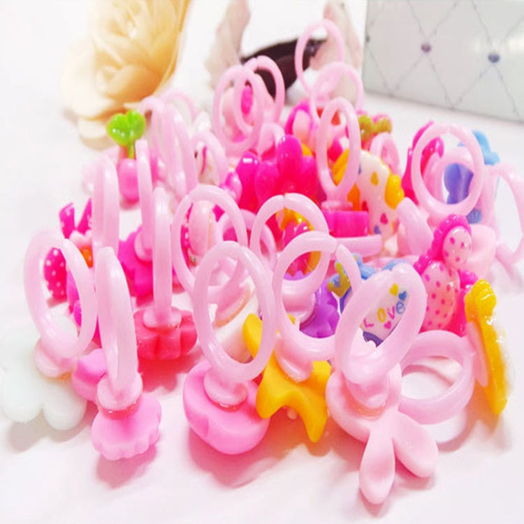 100 pezzi per bambini, simpatico cartone animato, fiore in resina, cuore animale, anello con fiocco, superficie liscia, Smooth Surface, 100 PCS