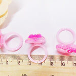 100 pezzi per bambini, simpatico cartone animato, fiore in resina, cuore animale, anello con fiocco, superficie liscia, Smooth Surface, 100 PCS