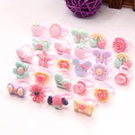 100 pezzi per bambini, simpatico cartone animato, fiore in resina, cuore animale, anello con fiocco, superficie smerigliata, Frosted Surface, 100 PCS