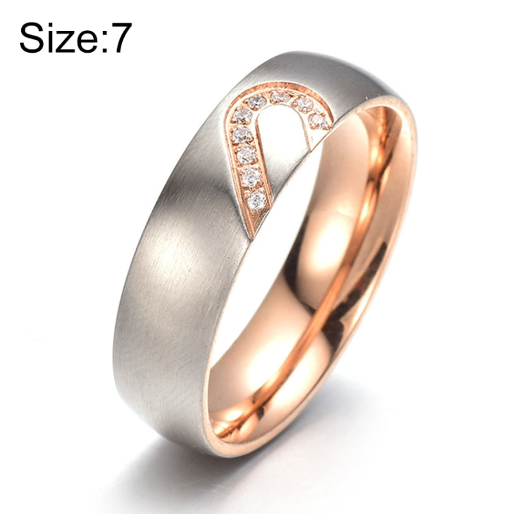 Anello coppia cuore strass acciaio titanio oro misura 7
