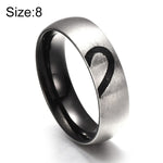 Anello per coppie con strass alla moda, cuore d'amore, anello in acciaio al titanio pregiato per uomo e donna (argento senza diamante, misura USA: 8), Silver without Diamond, US Size: 8