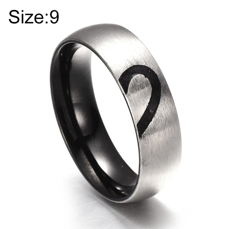 Anello per coppie con strass alla moda, cuore d'amore, anello in acciaio al titanio pregiato per uomo e donna (argento senza diamante, misura USA: 9), Silver without Diamond, US Size: 9