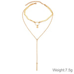 Semplice e sexy paillettes fatte a mano, nappe a stella, cerchio, catena clavicola, pendente lungo, catena a doppio strato, Double-layer Chain
