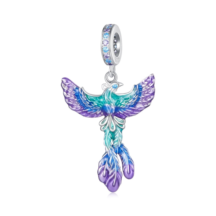 Ciondolo Fenice in Argento 925 con Zirconi e Placcatura Platino