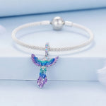 BSC880 S925 Sterling Silver Colorful Gradient Phoenix Ciondolo Accessori Braccialetto fai da te Perline, BSC880