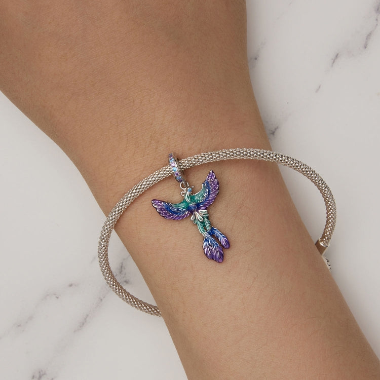BSC880 S925 Sterling Silver Colorful Gradient Phoenix Ciondolo Accessori Braccialetto fai da te Perline, BSC880