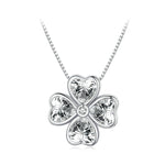 BSN334 Collana con pendente in argento sterling S925 placcato oro bianco Lucky Clover, BSN334