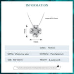 BSN334 Collana con pendente in argento sterling S925 placcato oro bianco Lucky Clover, BSN334