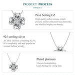 BSN334 Collana con pendente in argento sterling S925 placcato oro bianco Lucky Clover, BSN334