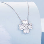 BSN334 Collana con pendente in argento sterling S925 placcato oro bianco Lucky Clover, BSN334