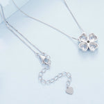 BSN334 Collana con pendente in argento sterling S925 placcato oro bianco Lucky Clover, BSN334