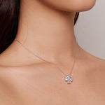 BSN334 Collana con pendente in argento sterling S925 placcato oro bianco Lucky Clover, BSN334