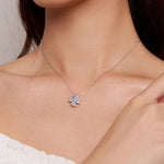 BSN334 Collana con pendente in argento sterling S925 placcato oro bianco Lucky Clover, BSN334