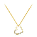 SCN347-B Sterling Silver S925 Zircon Collana semplice a forma di cuore vuoto di moda, SCN347-B, SCN347-C