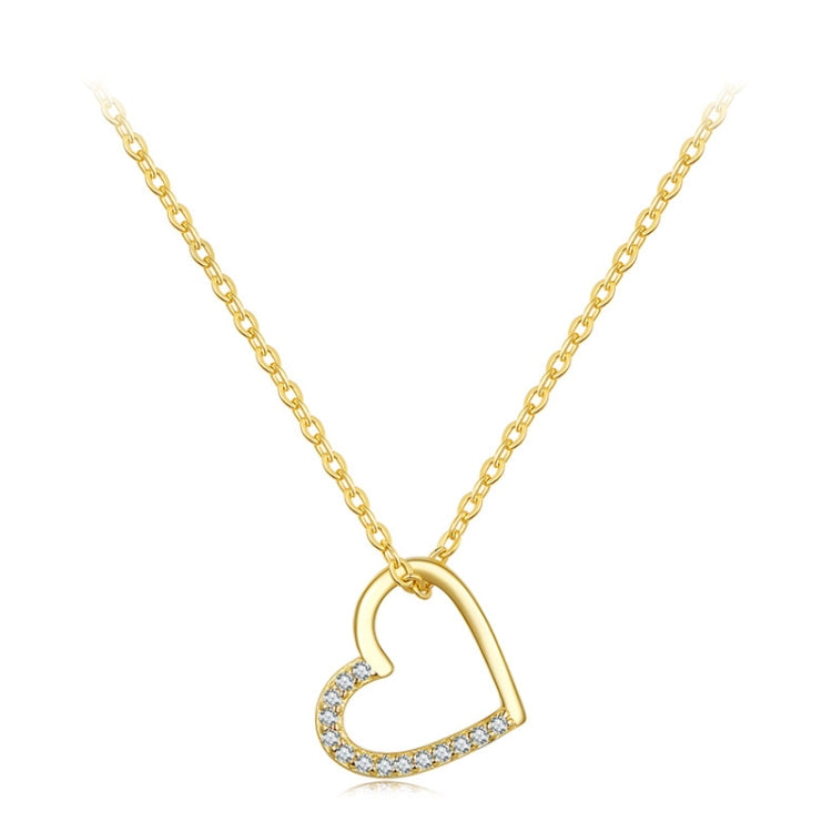 SCN347-B Sterling Silver S925 Zircon Collana semplice a forma di cuore vuoto di moda, SCN347-B, SCN347-C