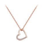 SCN347-B Sterling Silver S925 Zircon Collana semplice a forma di cuore vuoto di moda, SCN347-B, SCN347-C