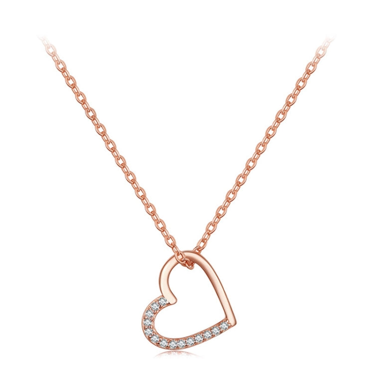 SCN347-B Sterling Silver S925 Zircon Collana semplice a forma di cuore vuoto di moda, SCN347-B, SCN347-C