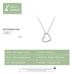 SCN347-B Sterling Silver S925 Zircon Collana semplice a forma di cuore vuoto di moda, SCN347-B, SCN347-C