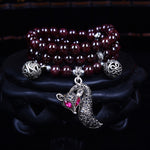 Bracciale con perline di granato accessorio per gioielli di moda, Garnet, Blue Sandstone & Calabash, Red Agate & Buddha Head, Aquamarine & Longevity Lock, White Jade, Pink Crystal & Cat, Pink Crystal & Elephant & Fish, Red Agate & Elephant             ...