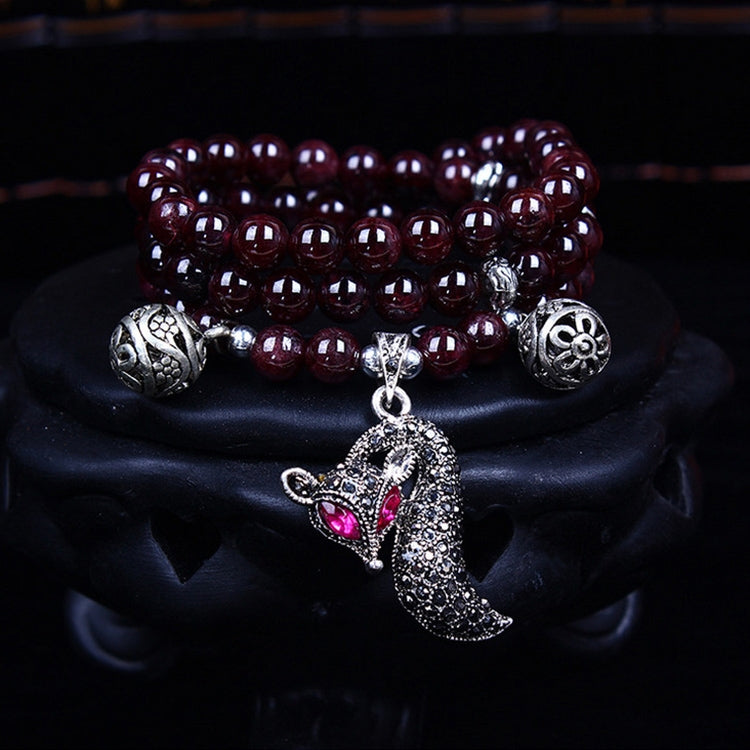 Bracciale con perline di granato accessorio per gioielli di moda, Garnet, Blue Sandstone & Calabash, Red Agate & Buddha Head, Aquamarine & Longevity Lock, White Jade, Pink Crystal & Cat, Pink Crystal & Elephant & Fish, Red Agate & Elephant             ...