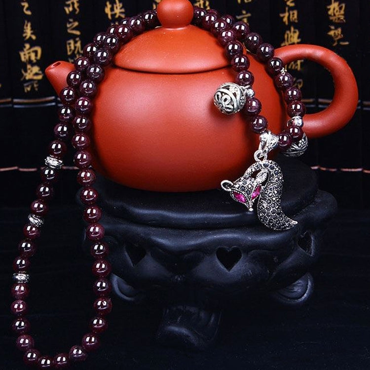 Bracciale con perline di granato accessorio per gioielli di moda, Garnet, Blue Sandstone & Calabash, Red Agate & Buddha Head, Aquamarine & Longevity Lock, White Jade, Pink Crystal & Cat, Pink Crystal & Elephant & Fish, Red Agate & Elephant             ...