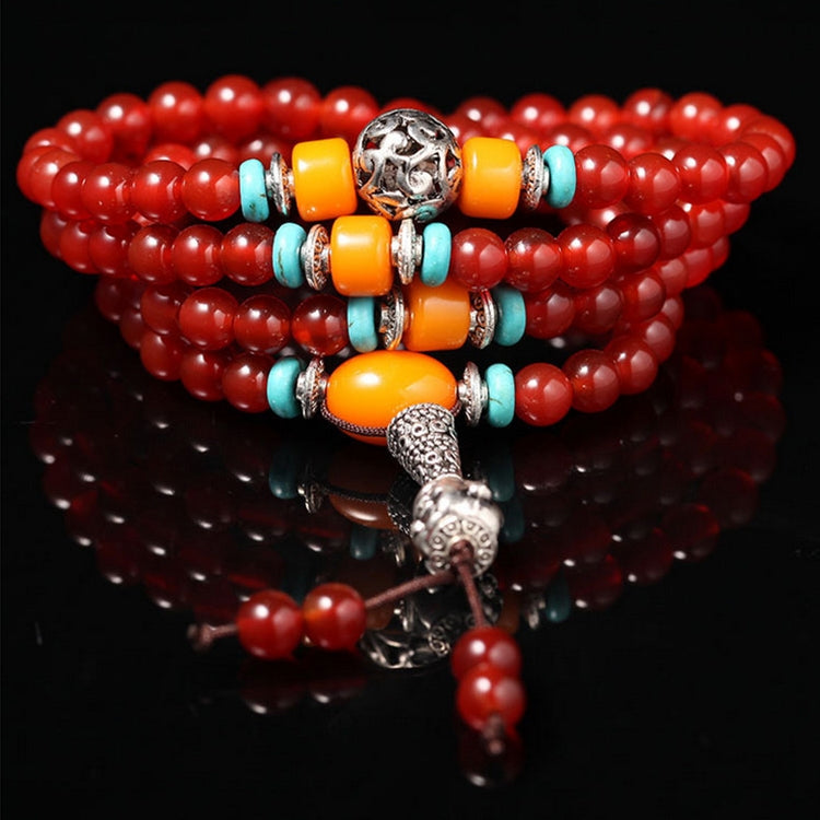 Bracciale con perline di granato accessorio per gioielli di moda, Garnet, Blue Sandstone & Calabash, Red Agate & Buddha Head, Aquamarine & Longevity Lock, White Jade, Pink Crystal & Cat, Pink Crystal & Elephant & Fish, Red Agate & Elephant