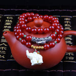 Bracciale con perline di granato accessorio per gioielli di moda, Garnet, Blue Sandstone & Calabash, Red Agate & Buddha Head, Aquamarine & Longevity Lock, White Jade, Pink Crystal & Cat, Pink Crystal & Elephant & Fish, Red Agate & Elephant             ...