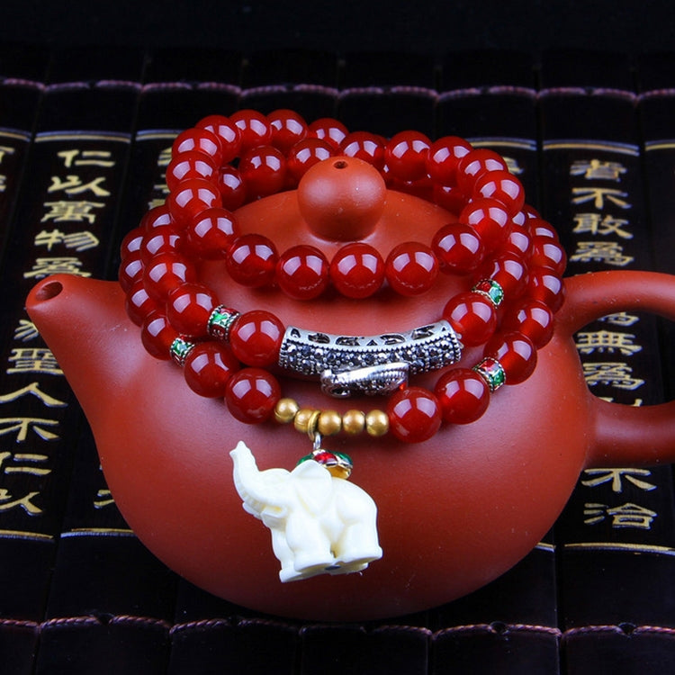 Bracciale con perline di granato accessorio per gioielli di moda, Garnet, Blue Sandstone & Calabash, Red Agate & Buddha Head, Aquamarine & Longevity Lock, White Jade, Pink Crystal & Cat, Pink Crystal & Elephant & Fish, Red Agate & Elephant             ...