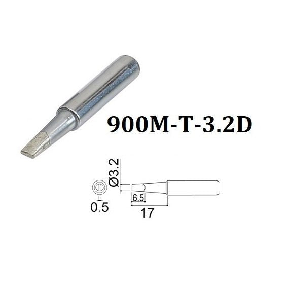 Punta di ricambio per stilo saldante 900M-T-3.2D, 3.2mm HAKKO