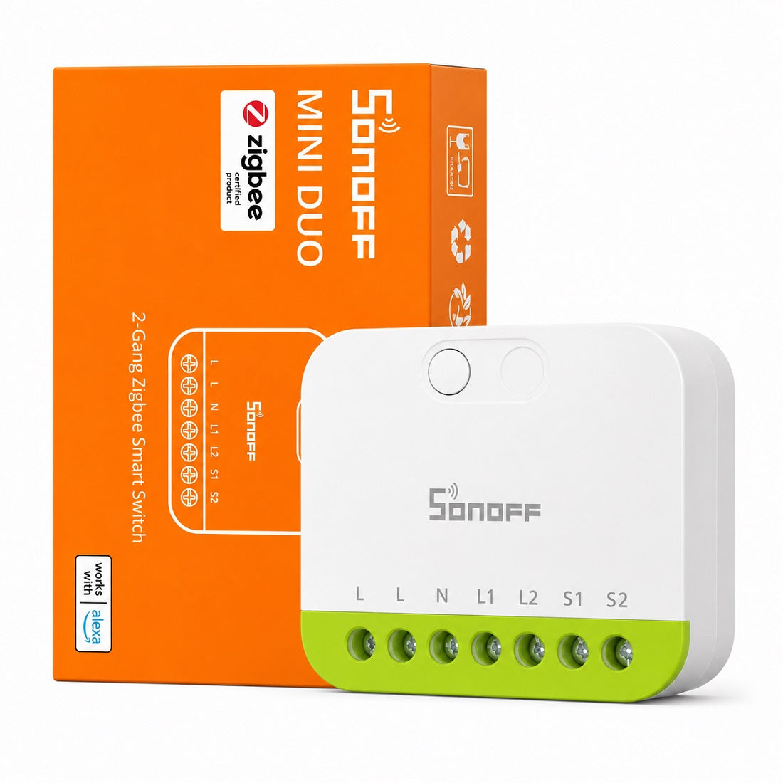 Relè smart Sonoff MINI DUO Zigbee 2 canali da incasso MINI-ZB2GS 6920075743616 K472
