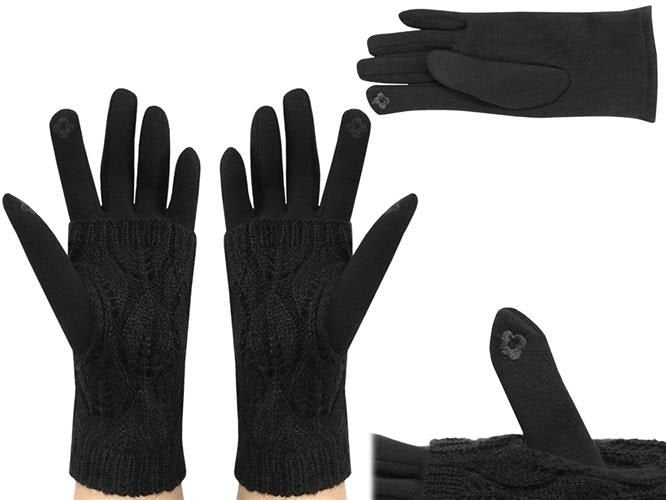 Guanti touchscreen neri con copertura termica in tessuto rimovibile taglia unica Unisex