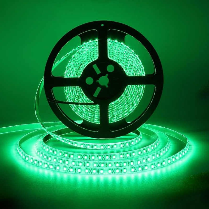 Striscia LED verde 12V 5 metri 4,8W/m con nastro adesivo