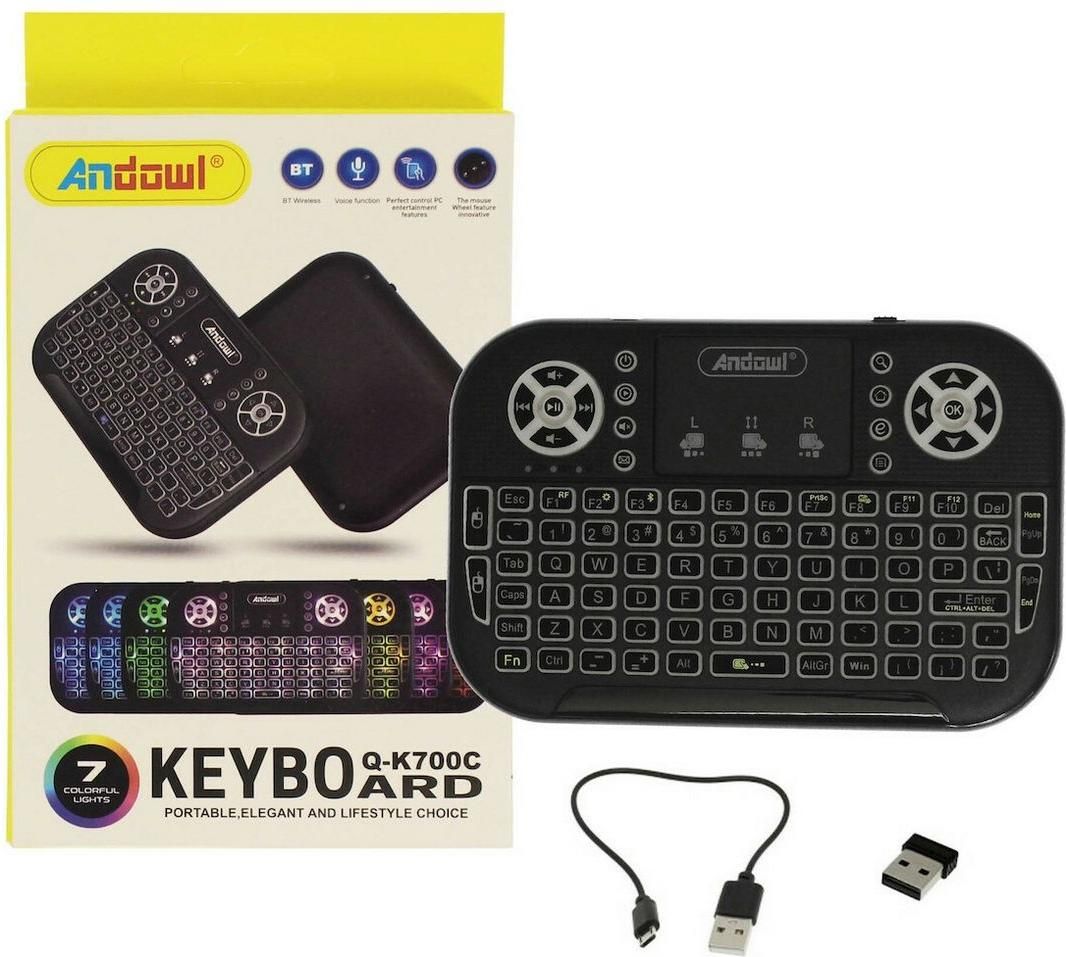 Mini tastiera wireless Andowl Q-K700C con touchpad e retroilluminazione 7890201220044 K836
